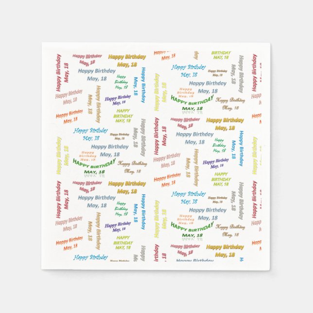 Pappra blöjor maj, 18 födelsedagar pappersservett (Framsidan)