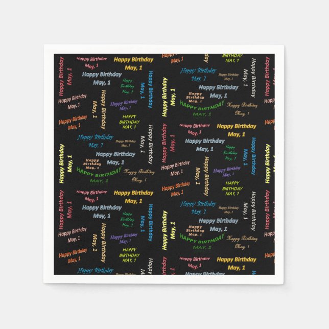 Pappra blöjor maj, 1 födelsedag pappersservett (Framsidan)