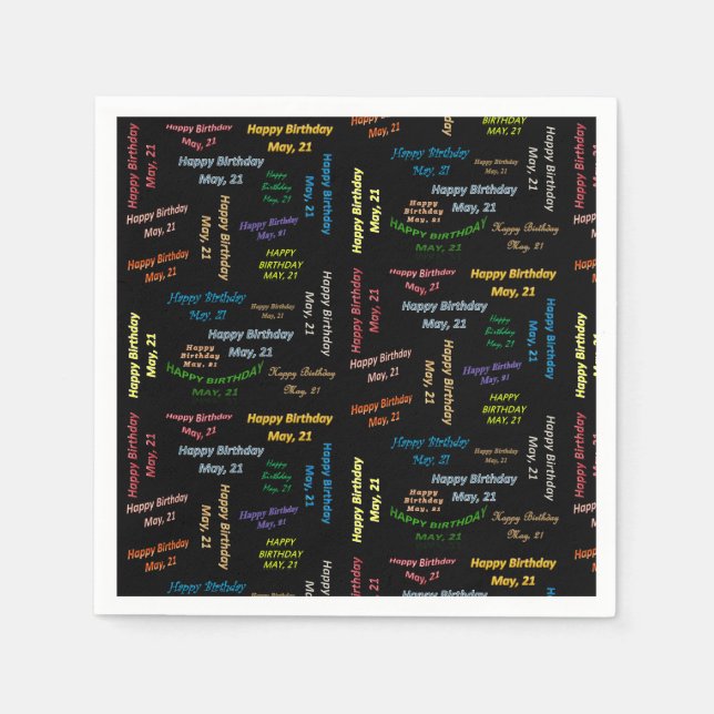 Pappra blöjor maj, 21 födelsedagar pappersservett (Framsidan)