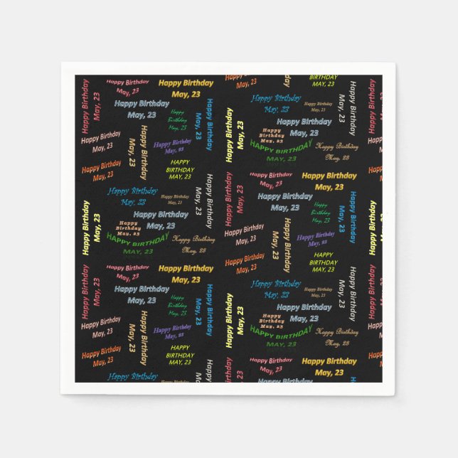 Pappra blöjor maj, 23 födelsedagar pappersservett (Framsidan)