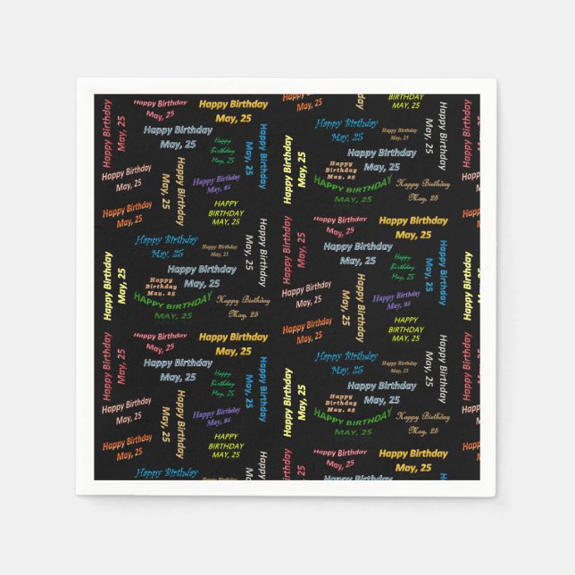 Pappra blöjor maj, 25 födelsedagar pappersservett (Framsidan)