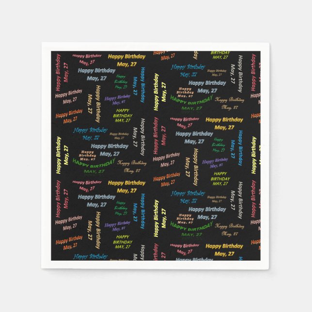 Pappra blöjor maj, 27 födelsedagar pappersservett (Framsidan)