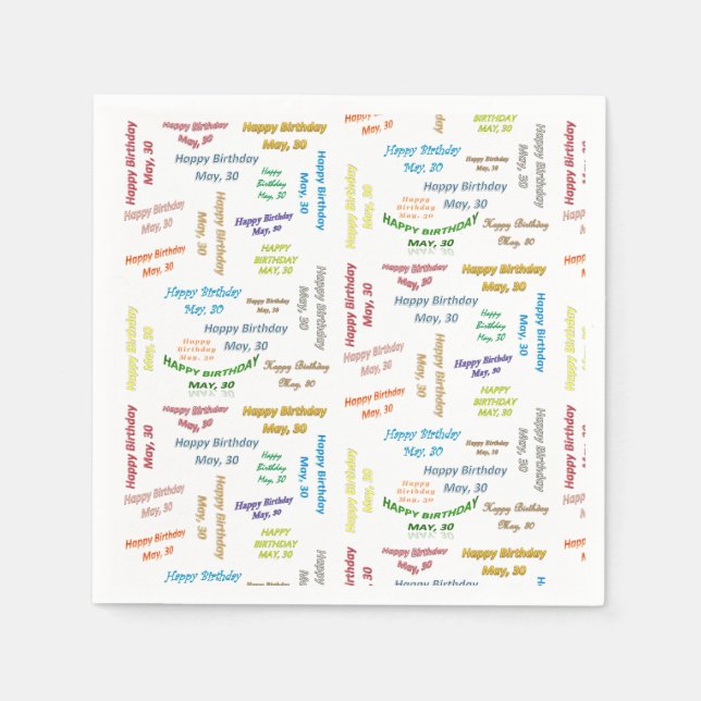 Pappra blöjor maj, 30 födelsedagar pappersservett (Framsidan)
