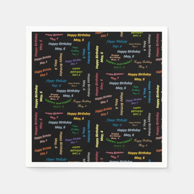 Pappra blöjor maj, 6 födelsedagar pappersservett (Framsidan)