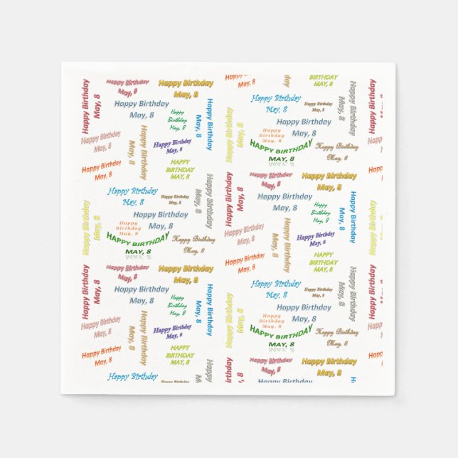 Pappra blöjor maj, 8 födelsedagar pappersservett (Framsidan)
