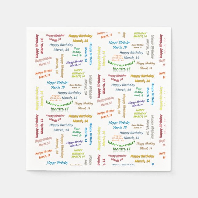 Pappra blöjor mars, 14 födelsedagar pappersservett (Framsidan)