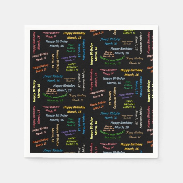 Pappra blöjor mars, 16 födelsedag pappersservett (Framsidan)
