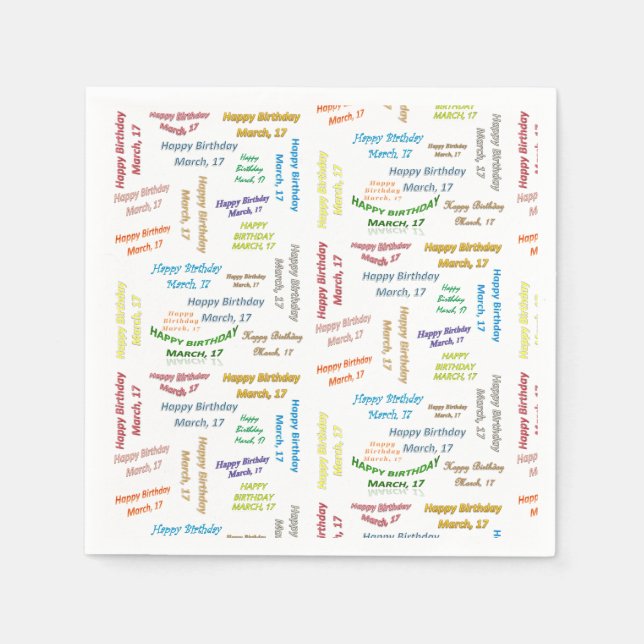 Pappra blöjor mars, 17 födelsedag pappersservett (Framsidan)
