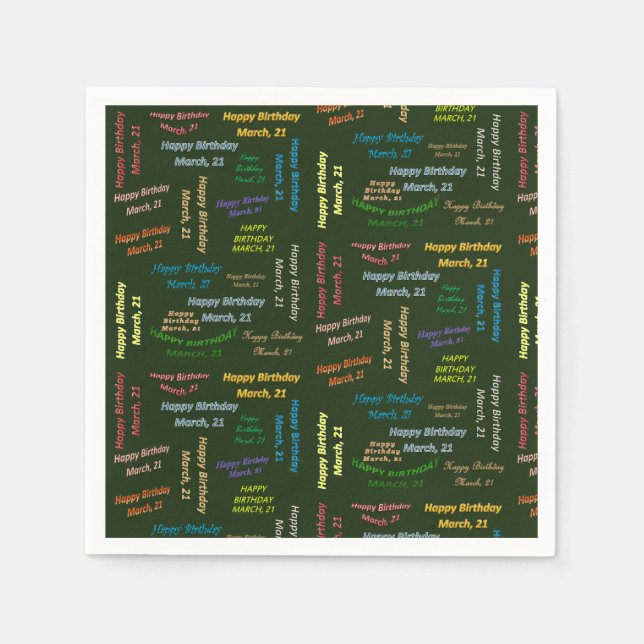 Pappra blöjor mars, 21:a födelsedag pappersservett (Framsidan)