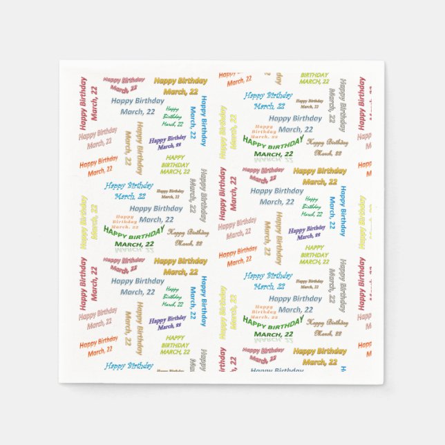 Pappra blöjor mars, 22 födelsedagar pappersservett (Framsidan)