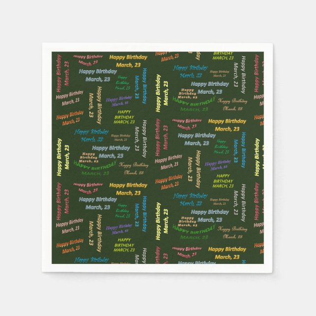 Pappra blöjor mars, 23 födelsedagar pappersservett (Framsidan)