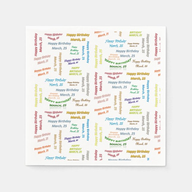 Pappra blöjor mars, 25 födelsedagar pappersservett (Framsidan)