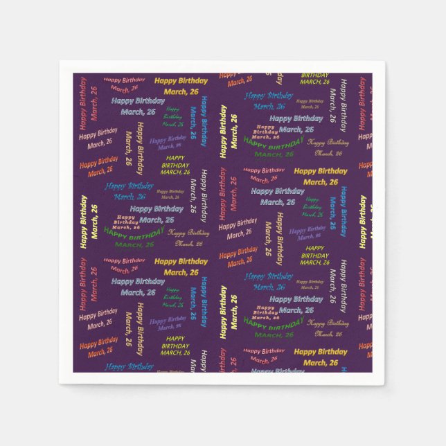 Pappra blöjor mars, 26 födelsedagar pappersservett (Framsidan)