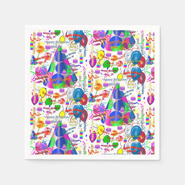 Pappra blöjor mars, 26 födelsedagar pappersservett (Framsidan)