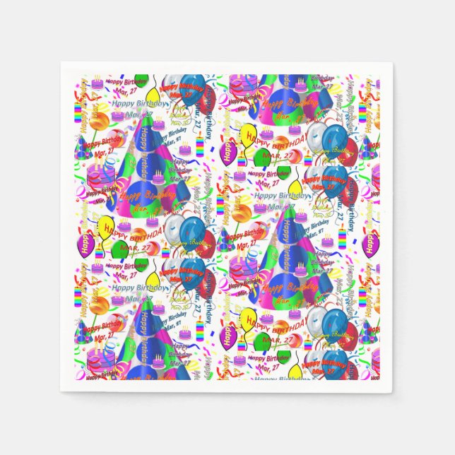 Pappra blöjor mars, 27 födelsedag pappersservett (Framsidan)