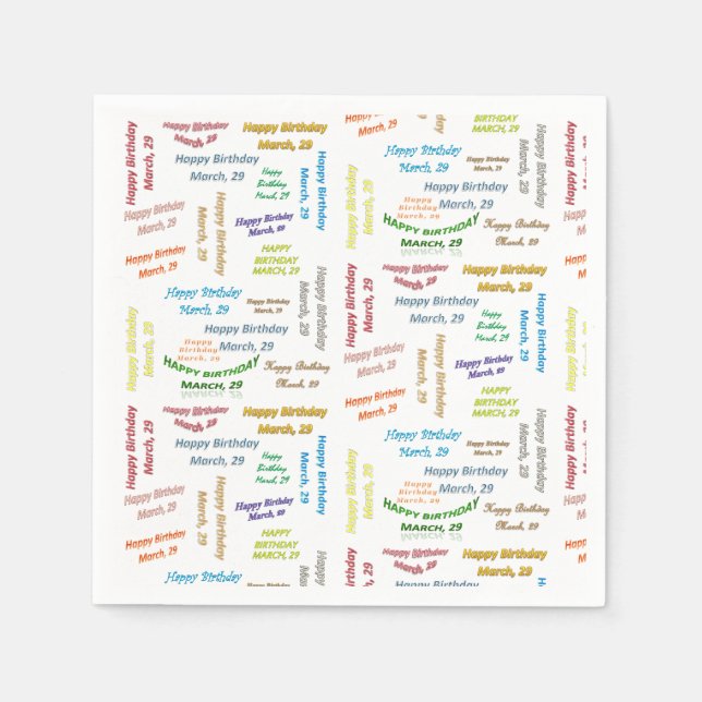 Pappra blöjor mars, 29 födelsedagar pappersservett (Framsidan)