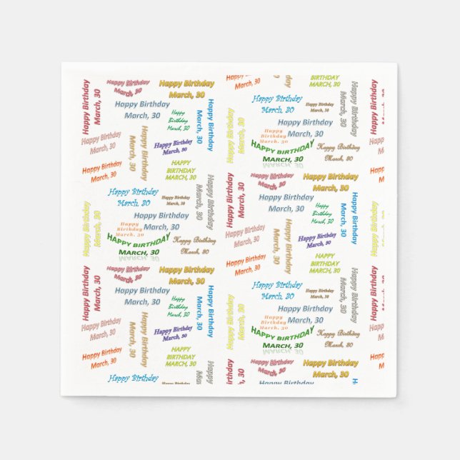 Pappra blöjor mars, 30 födelsedagar pappersservett (Framsidan)