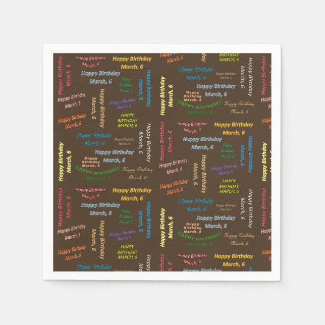 Pappra blöjor mars, 6 födelsedag pappersservett (Framsidan)