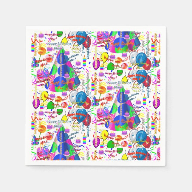 Pappra blöjor mars, 6 födelsedag pappersservett (Framsidan)