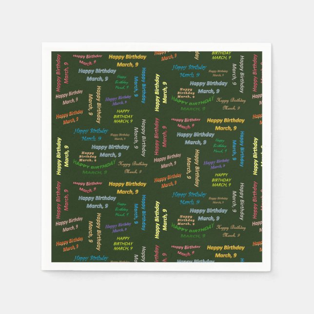 Pappra blöjor mars, 9 födelsedagar pappersservett (Framsidan)