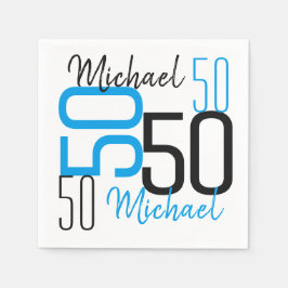 pappra blöjor med 50:e födelsedag, blå Personlig Pappersservett