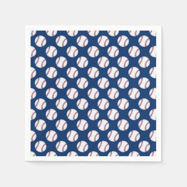 Pappra blöjor med basebollar på blå bakgrund pappersservett (Framsidan)