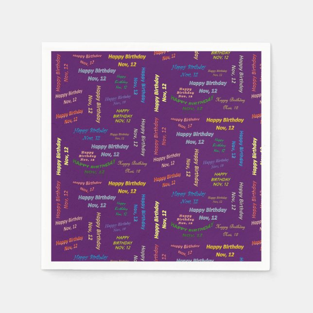 Pappra blöjor november, 12 födelsedagar pappersservett (Framsidan)