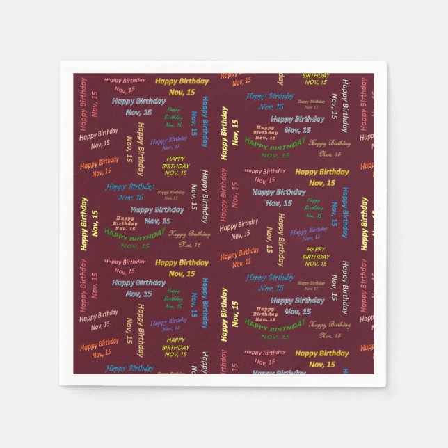 Pappra blöjor november, 15 födelsedagar pappersservett (Framsidan)