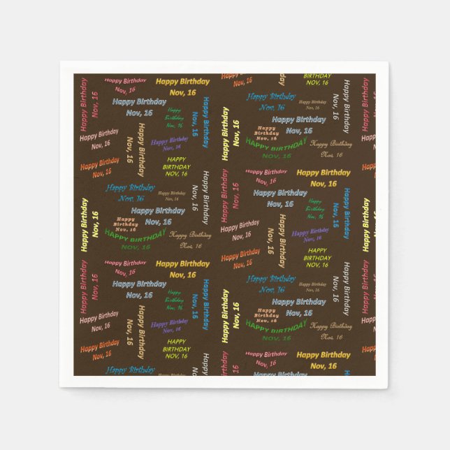 Pappra blöjor november, 16 födelsedagar pappersservett (Framsidan)