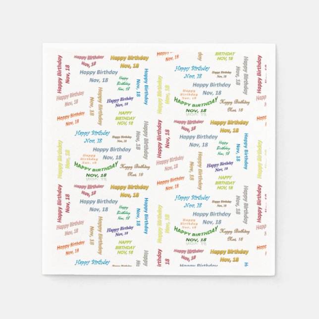 Pappra blöjor november, 18 födelsedagar pappersservett (Framsidan)