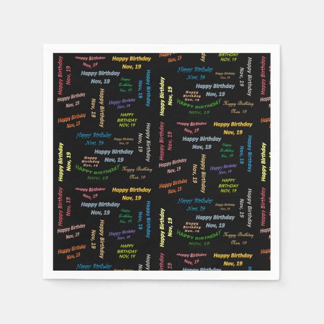 Pappra blöjor november, 19 födelsedag pappersservett (Framsidan)
