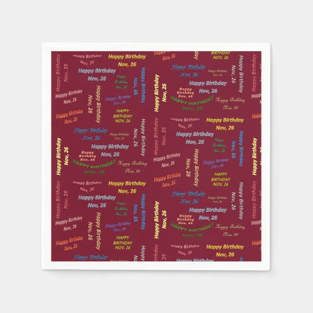 Pappra blöjor november, 26 födelsedagar pappersservett (Framsidan)