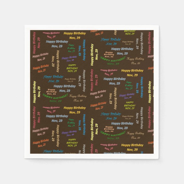 Pappra blöjor november, 29 födelsedagar pappersservett (Framsidan)