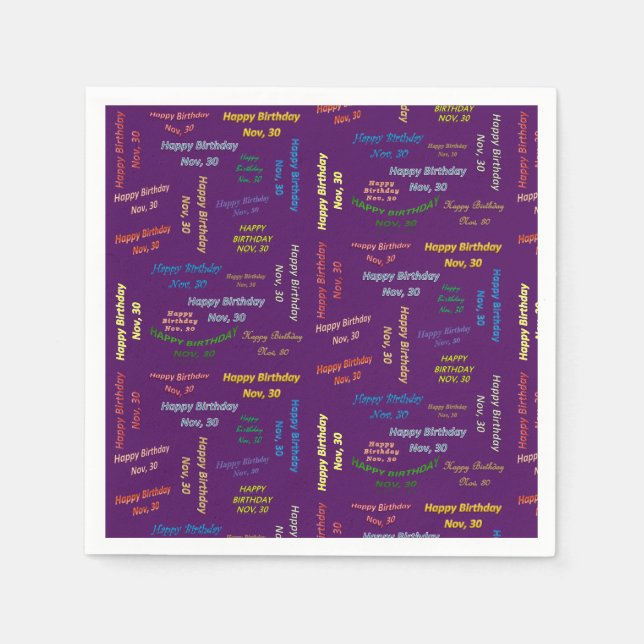 Pappra blöjor november, 30 födelsedagar pappersservett (Framsidan)