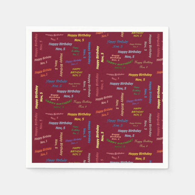 Pappra blöjor november, 5 födelsedagar pappersservett (Framsidan)