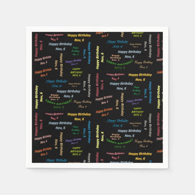 Pappra blöjor, november, 6 födelsedag pappersservett (Framsidan)