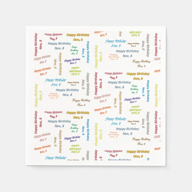 Pappra blöjor november, 8 födelsedagar pappersservett (Framsidan)