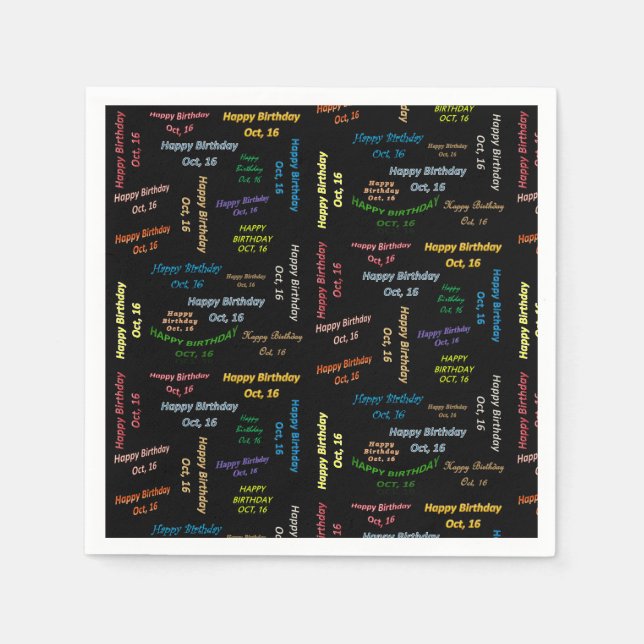 Pappra blöjor oktober, 16 födelsedag pappersservett (Framsidan)