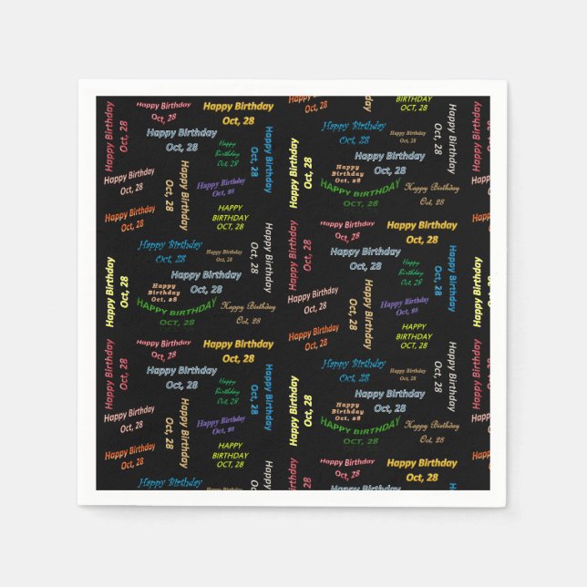 Pappra blöjor oktober, 28 födelsedagar pappersservett (Framsidan)