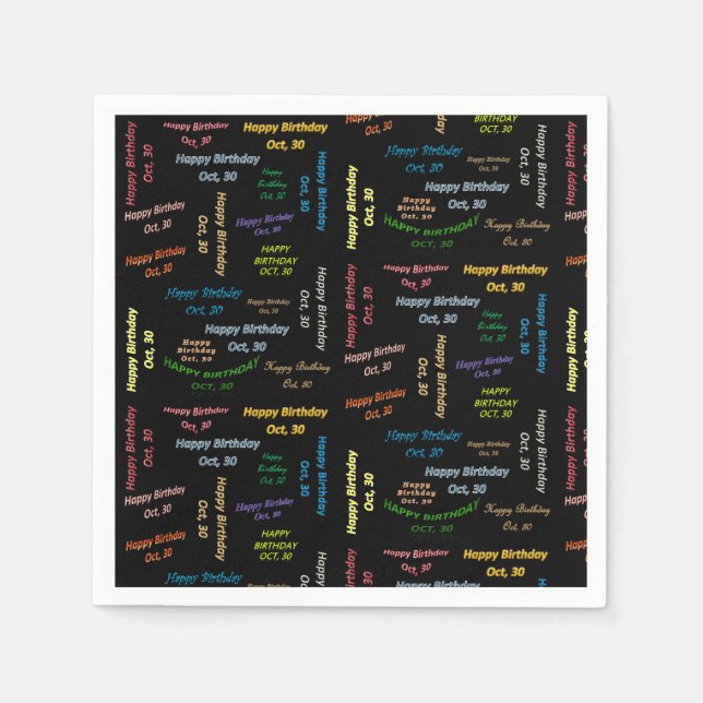 Pappra blöjor oktober, 30 födelsedagar pappersservett (Framsidan)