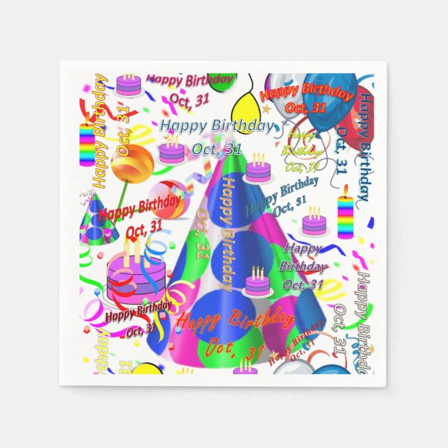 Pappra blöjor oktober, 31 födelsedag pappersservett (Framsidan)