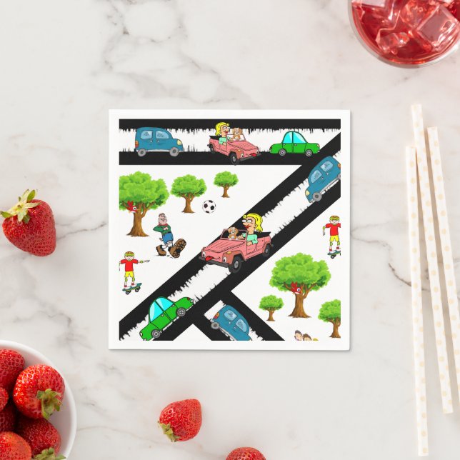 Pappra blöjor, Park Träd Cars Hund Napkins Pappersservett (Insitu)