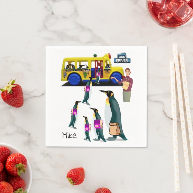 Pappra blöjor, Penguin School Buss-chaufför Pappersservett (Insitu)