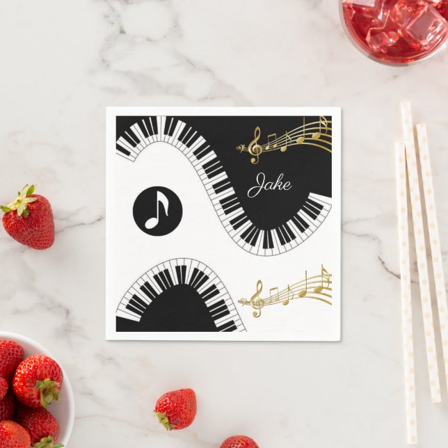 Pappra blöjor, Piano White Black Guld Musik noter Pappersservett (Insitu)