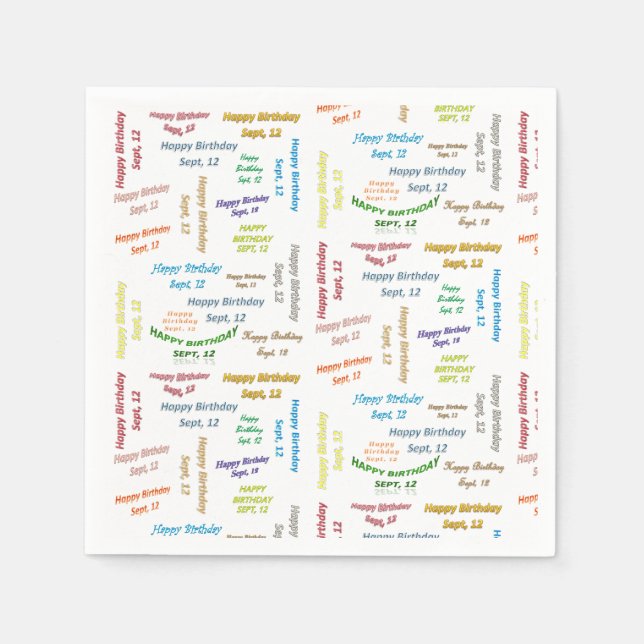 Pappra blöjor september, 12 födelsedagar pappersservett (Framsidan)