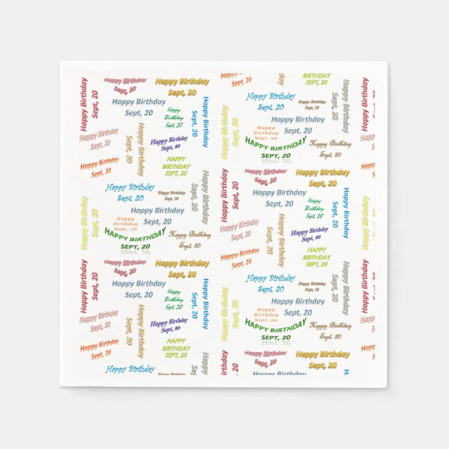 Pappra blöjor september, 20 födelsedag pappersservett (Framsidan)