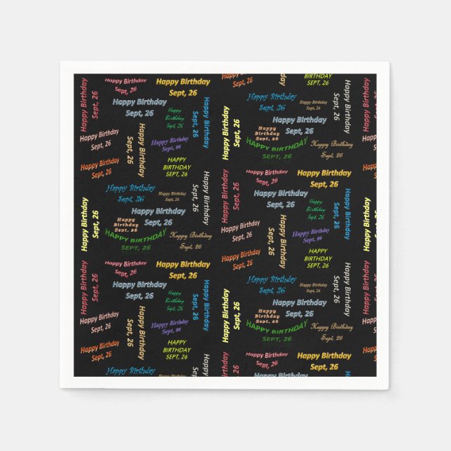 Pappra blöjor september, 26 födelsedagar pappersservett (Framsidan)