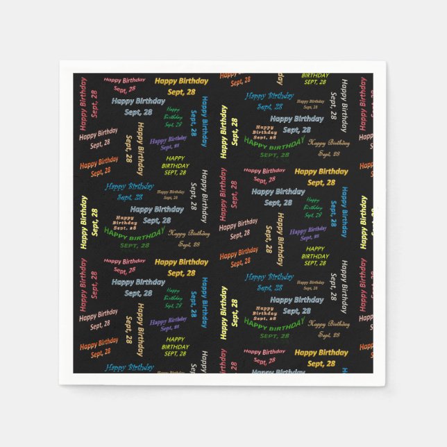 Pappra blöjor september, 28 födelsedagar pappersservett (Framsidan)