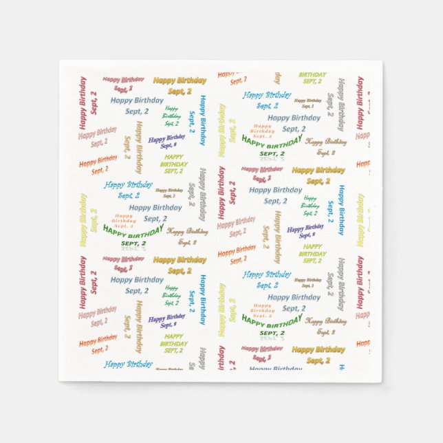 Pappra blöjor september, 2 födelsedag pappersservett (Framsidan)