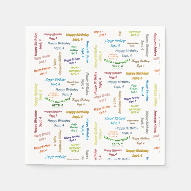 Pappra blöjor september, 4 födelsedagar pappersservett (Framsidan)